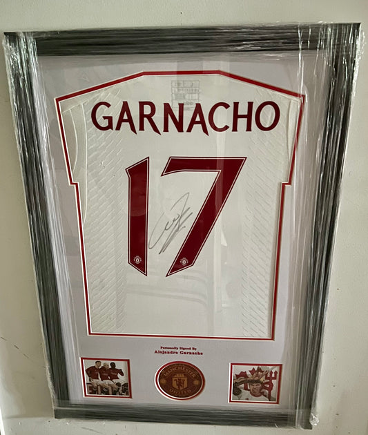Signed Framed Alejandro Garnacho Manchester United 23/24 3rd Shirt