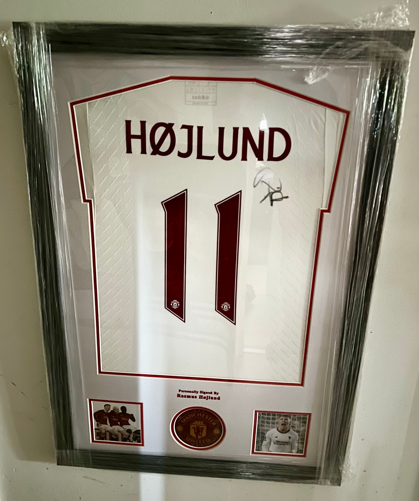 Signed Framed Rasmus Højlund Manchester United 23/24 3rd Shirt