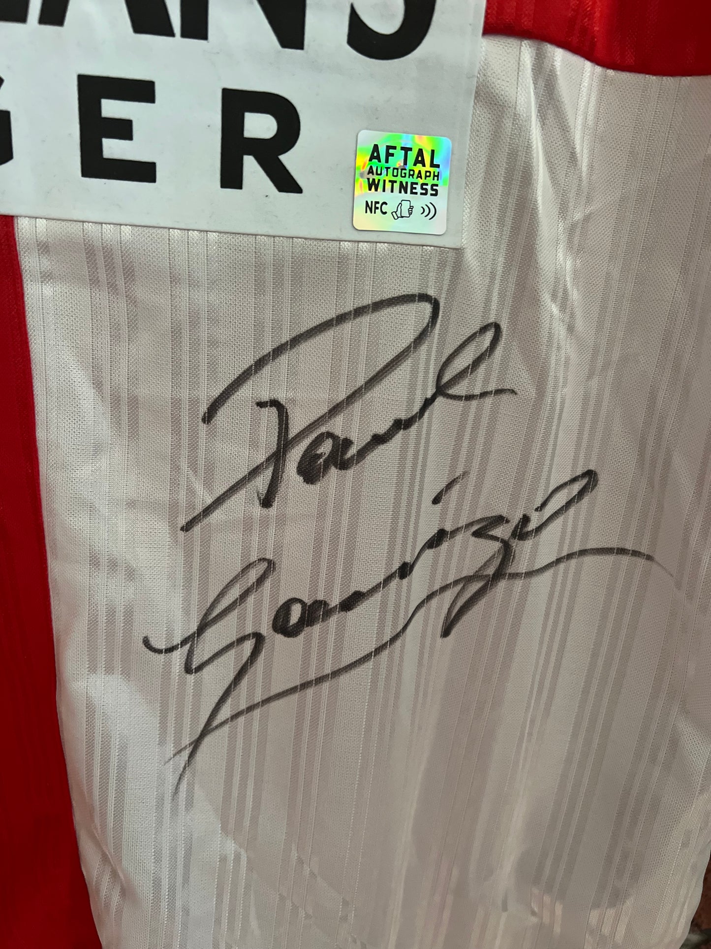 Signed Paul Gascoigne Rangers 1995/96 Away Shirt W/Aftal Witnesses Sticker