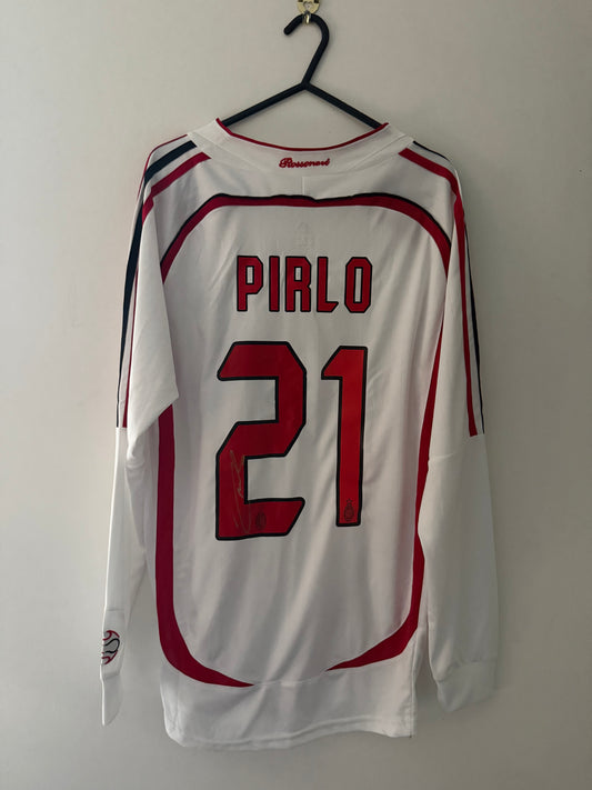 Signed Andrea Pirlo AC Milan Long Sleeve 2007 Champions League Final Shirt