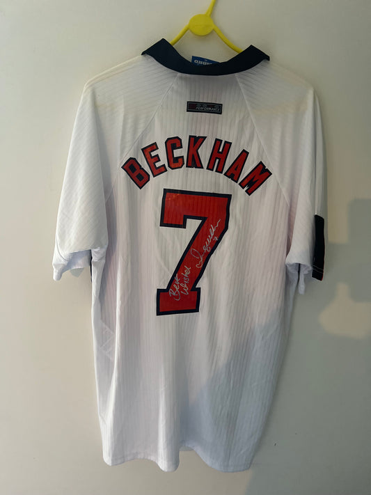 Signed David Beckham England 1998 Debut Shirt