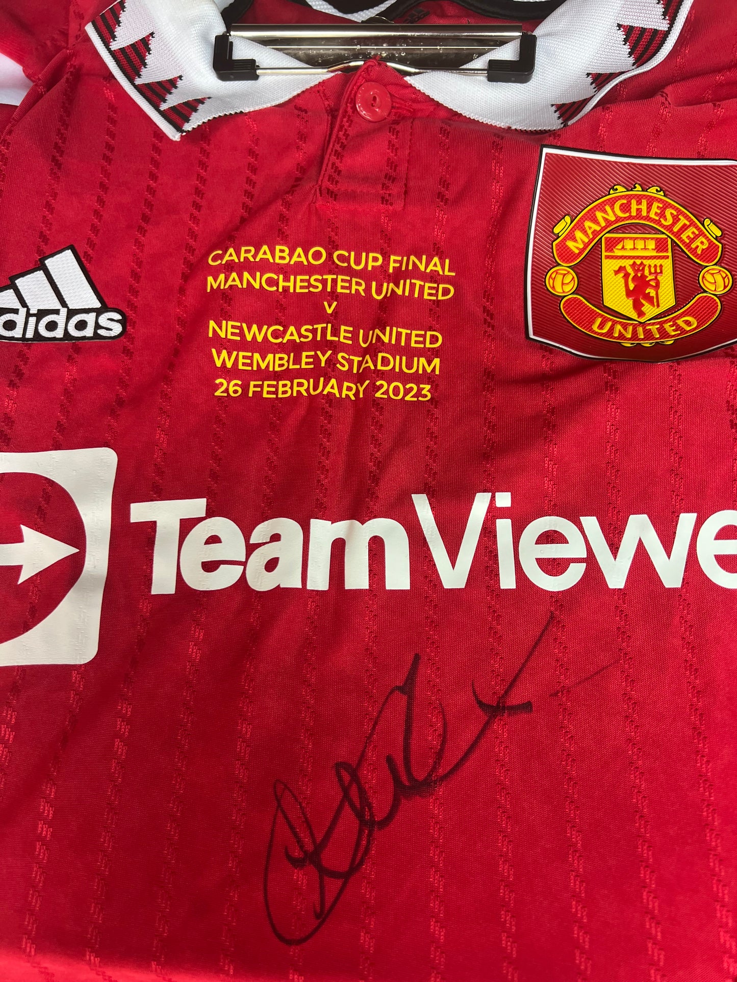 Signed Framed Carabao Cup Final Erik Ten Hag Manchester United Player Version Home Shirt