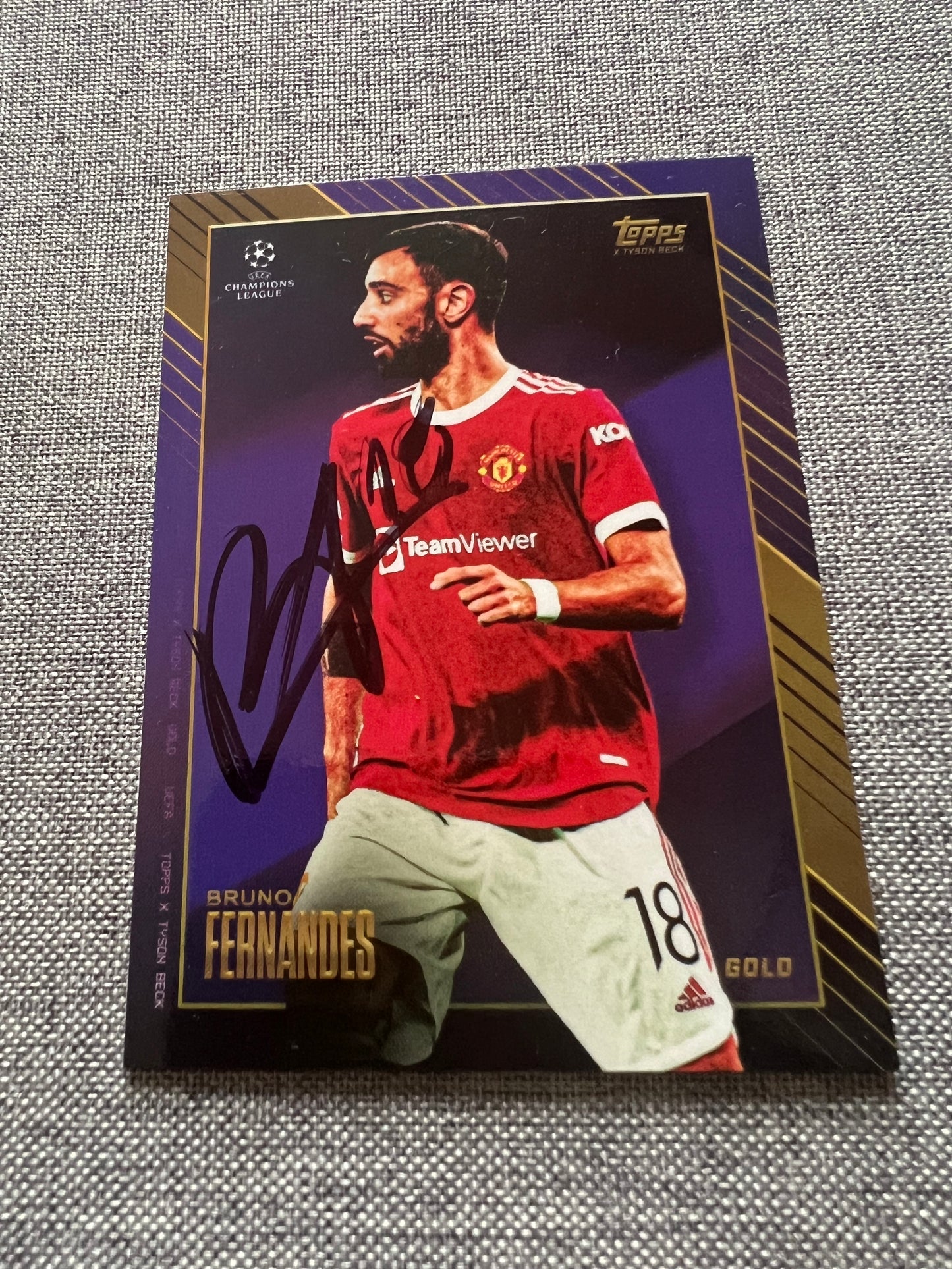 Signed Bruno Fernandes Topps Gold Champions League Trading Card