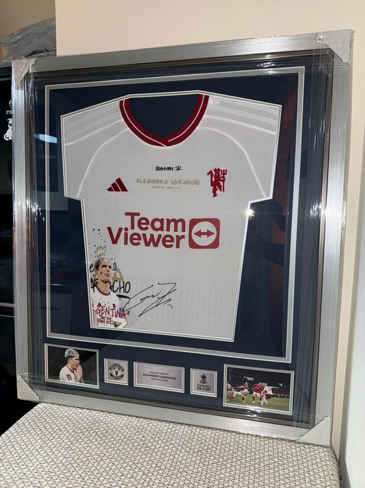 Signed Framed Alejandro Garnacho Manchester United 23/24 3rd Shirt With Exclusive Artwork
