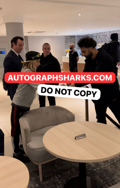 Signed Framed Mo Salah Liverpool Foil Card With QR Code Technology— Showing Salah Goals Compilation