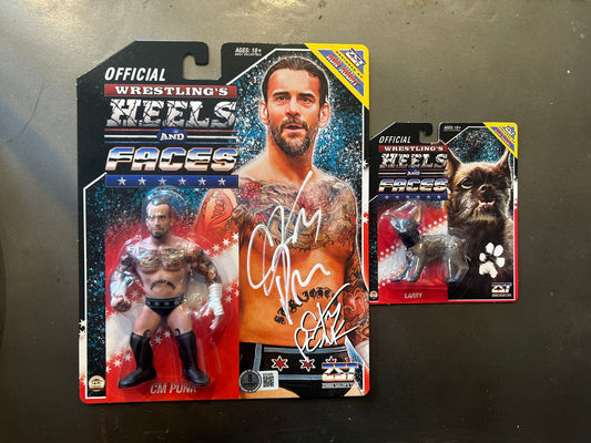 Signed WWE CM Punk Heels and Faces Figure With Larry. Comes With Beckett Autograph Authentication QR Code Sticker