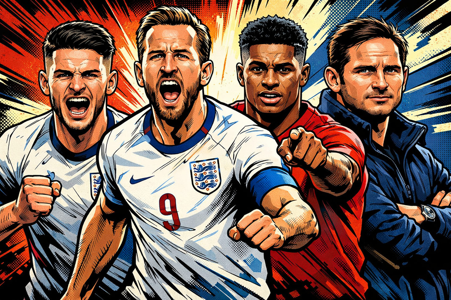 Signed Miscellaneous Shirt Combo - Harry Kane, Declan Rice, Frank Lampard and Marcus Rashford