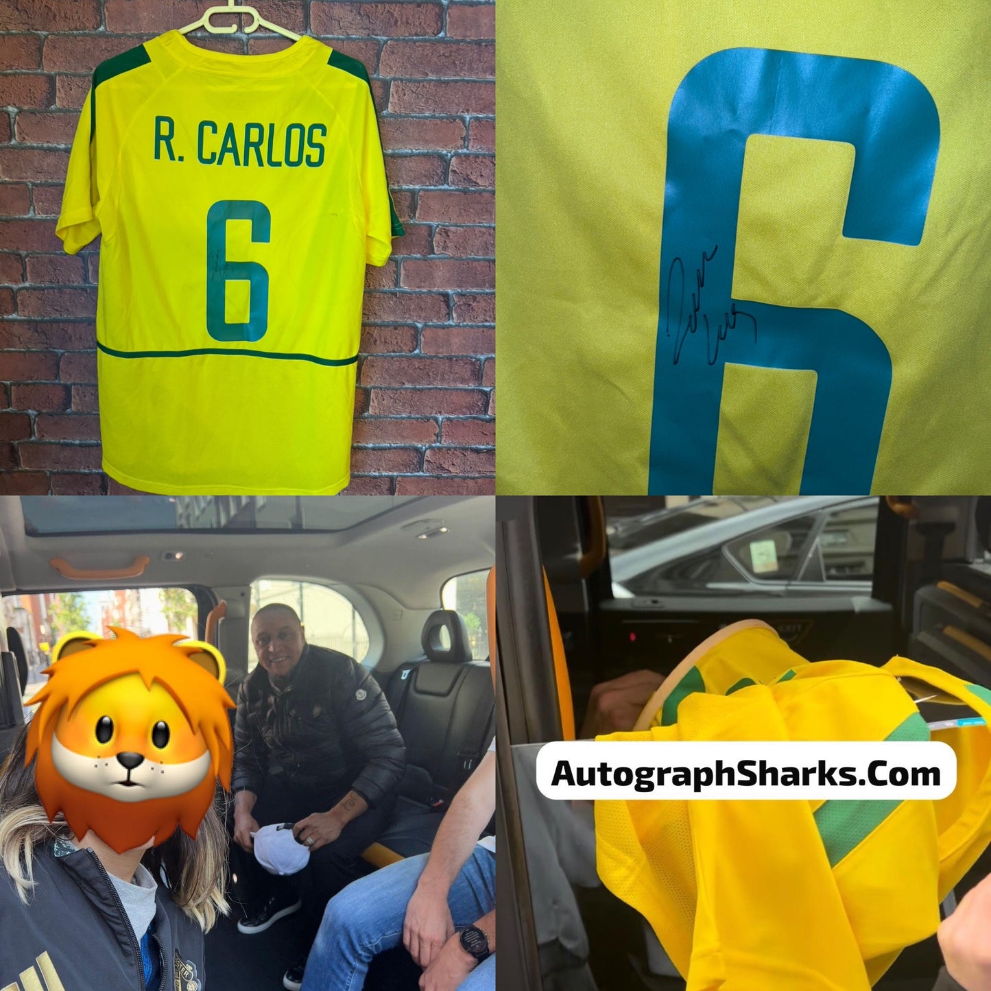 Signed Roberto Carlos Brazil World Cup 2002 Home Shirt With COA
