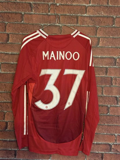 Signed Manchester United 3 Shirt Package - Fernandes, Mainoo and Yoro