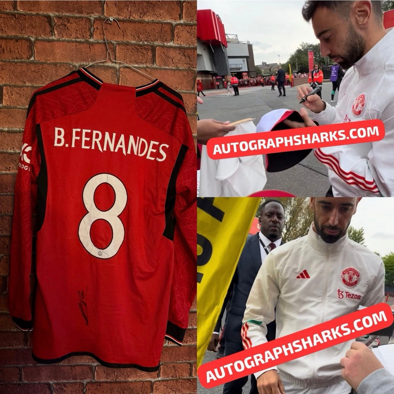 Signed Manchester United 3 Shirt Package - Fernandes, Mainoo and Yoro