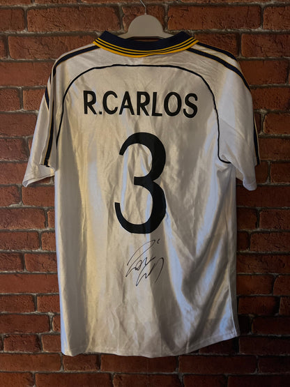 Signed Roberto Carlos Real Madrid 1998-2000 Home Shirt