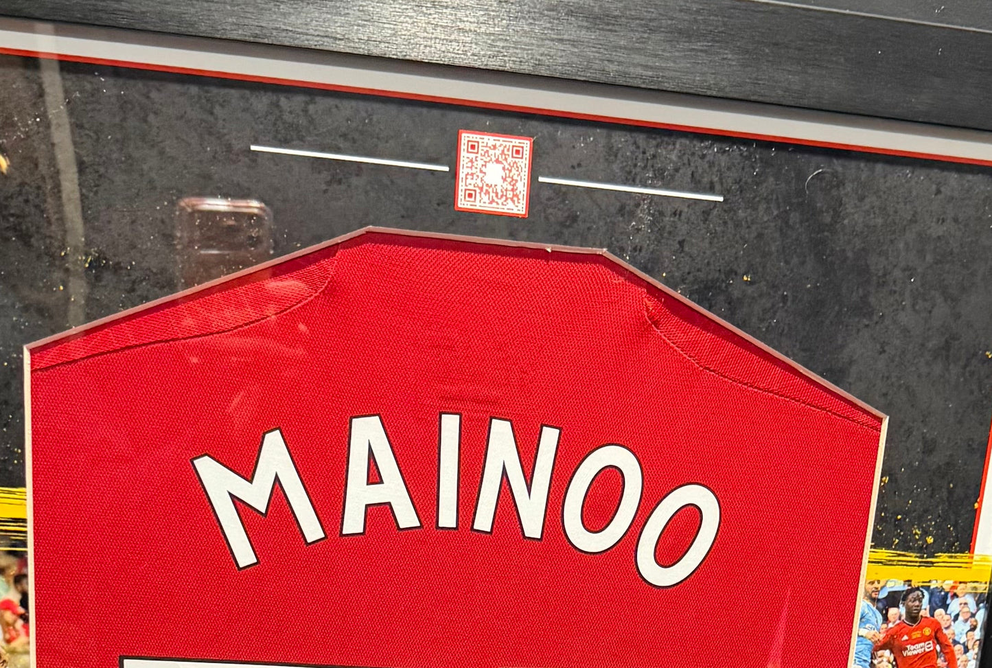 Signed Framed Kobbie Mainoo Manchester United Shirt W/COA & Proof & QR Code Tech