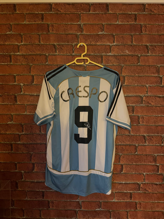 Signed Hernan Crespo Classic Argentina Home Shirt