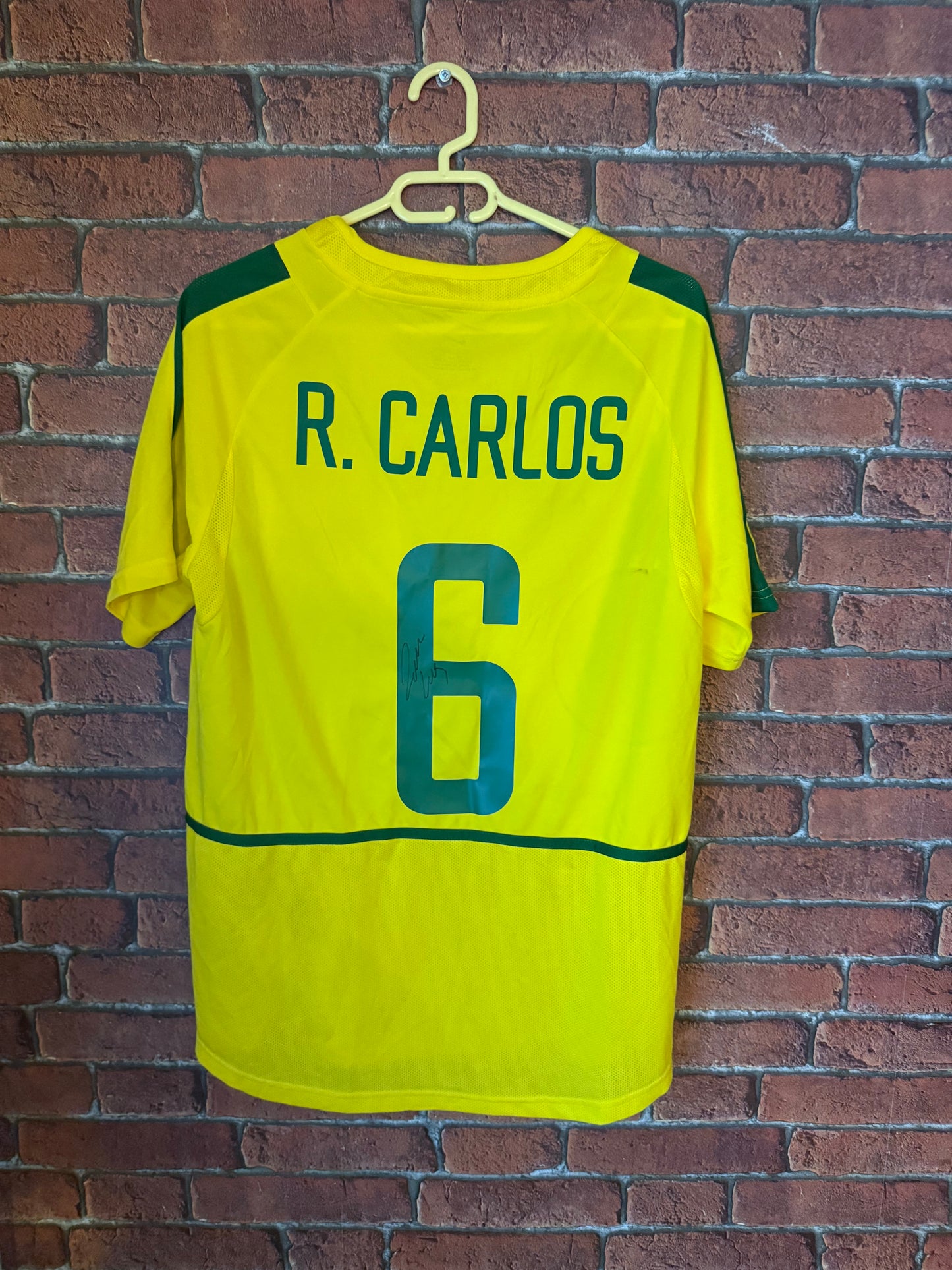 Signed Roberto Carlos Brazil World Cup 2002 Home Shirt With COA
