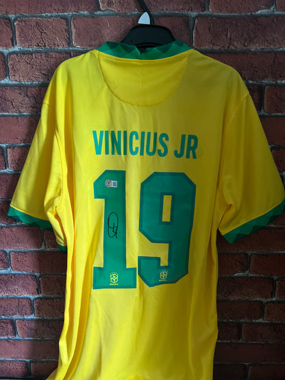 Signed Vinicius Junior Beckett Authenticated Brazil Debut Home Shirt