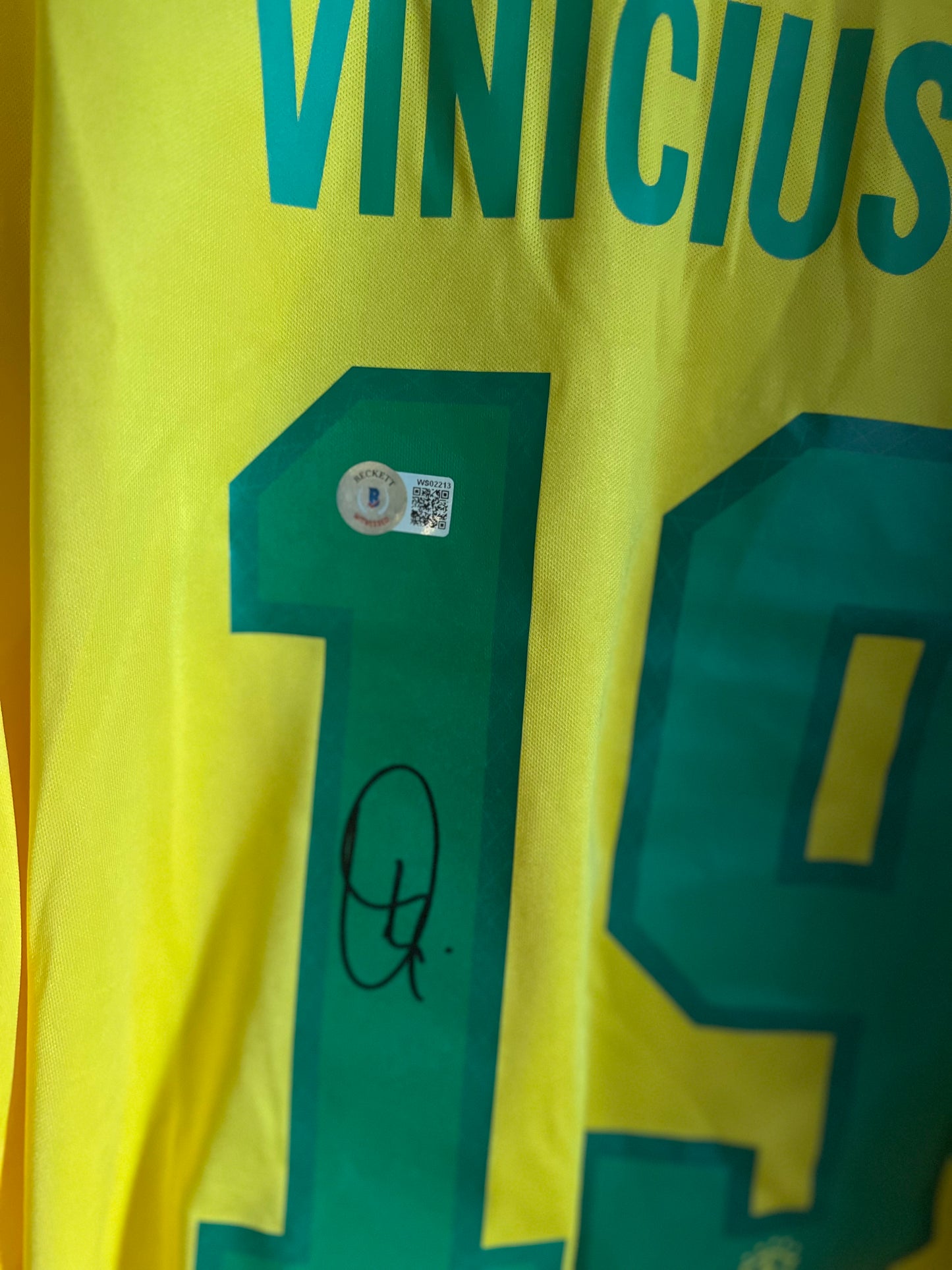 Signed Vinicius Junior Beckett Authenticated Brazil Debut Home Shirt