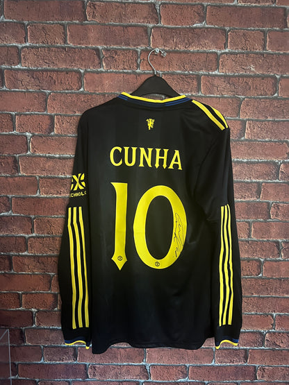 Signed Matheus Cunha Manchester United Autographed Player Version 3rd Shirt With COA & Proof