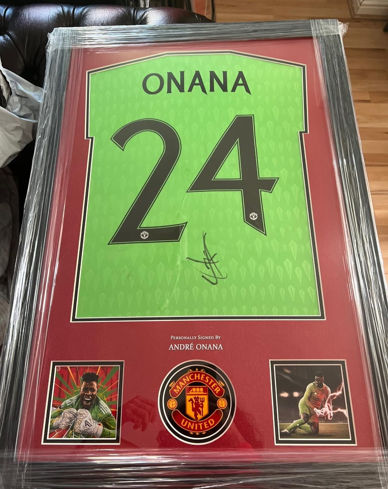 Signed Framed Andre Onana Manchester United 23/24 Goal Keeper Shirt