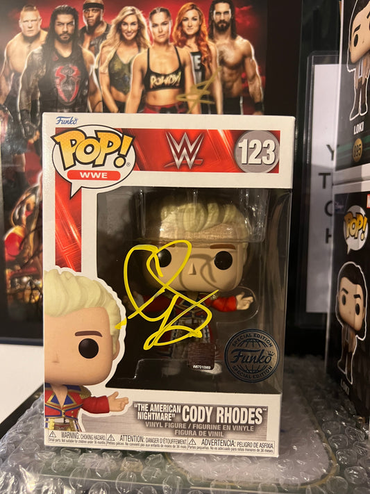 Signed WWE Cody Rhodes Funko Pop Figure