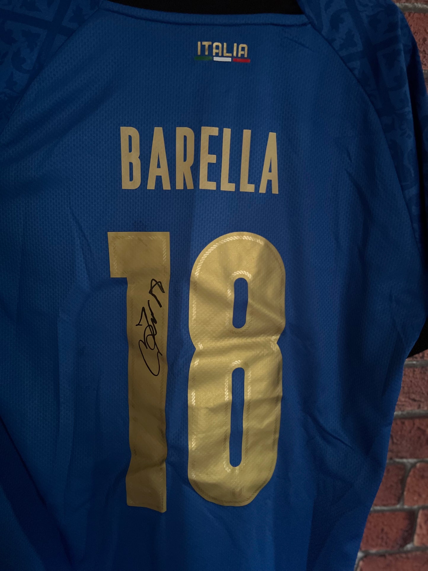 Signed Nicolo Barella Euro 2020 Italy Home Shirt