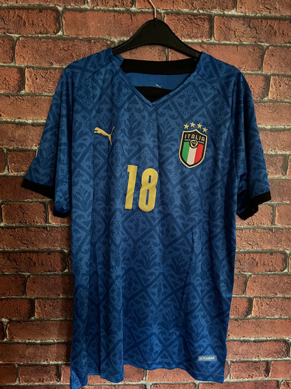 Signed Nicolo Barella Euro 2020 Italy Home Shirt