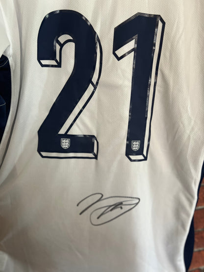 Signed Kobbie Mainoo England Debut (No.21) Home Shirt