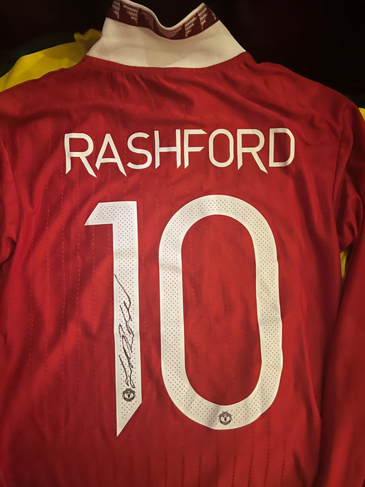 Featured Product: Signed Marcus Rashford Manchester United Long Sleeve Player Version Home Shirt W/Frame