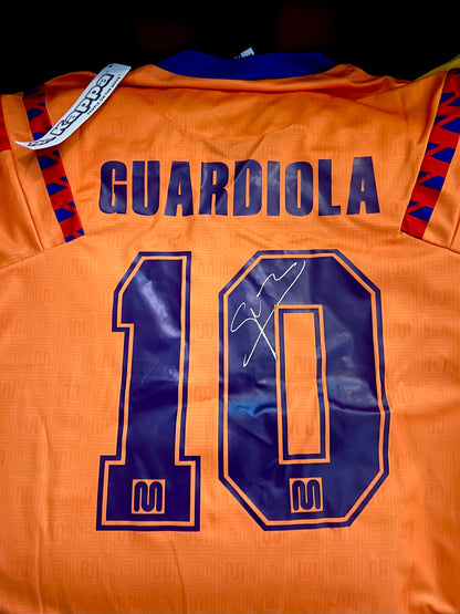 Signed Pep Guardiola Barcelona 1992 European Cup Winners Shirt