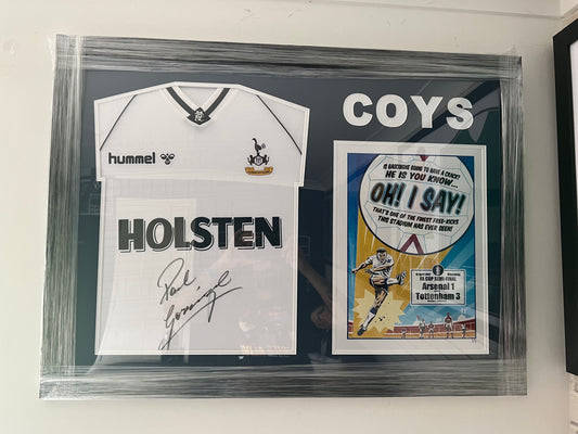 Signed Paul Gascoigne Framed Tottenham 1988-91 Limited Edition (1 of 5) Home Shirt