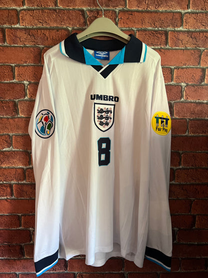 Signed Paul Gascoigne England Euro 1996 Long-Sleeve Home Shirt