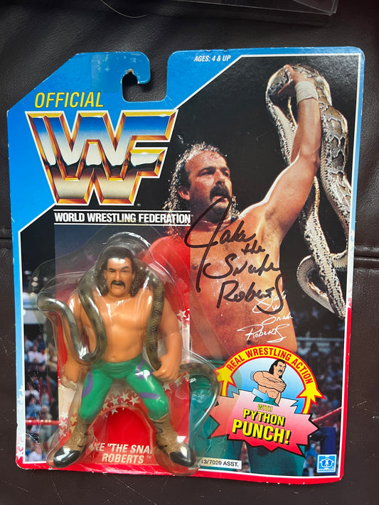 Signed WWE WWF MOC Hasbro Jake “the Snake” Roberts Action Figure