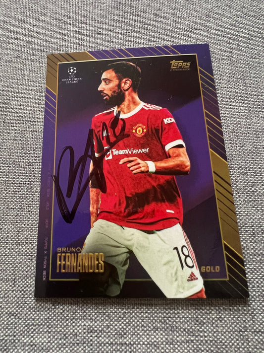 Signed Bruno Fernandes Topps Gold Champions League Trading Card
