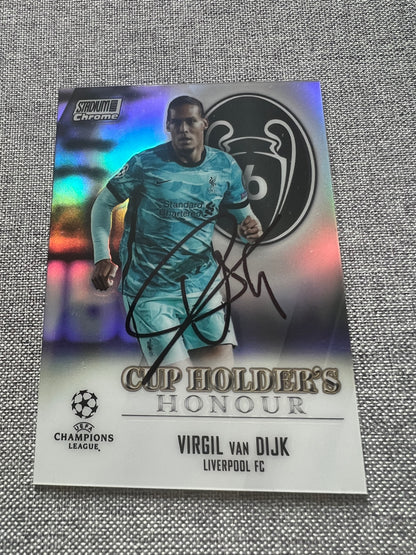 Signed Virgil Van Dijk Topps Stadium Chrome Champions League Trading Card