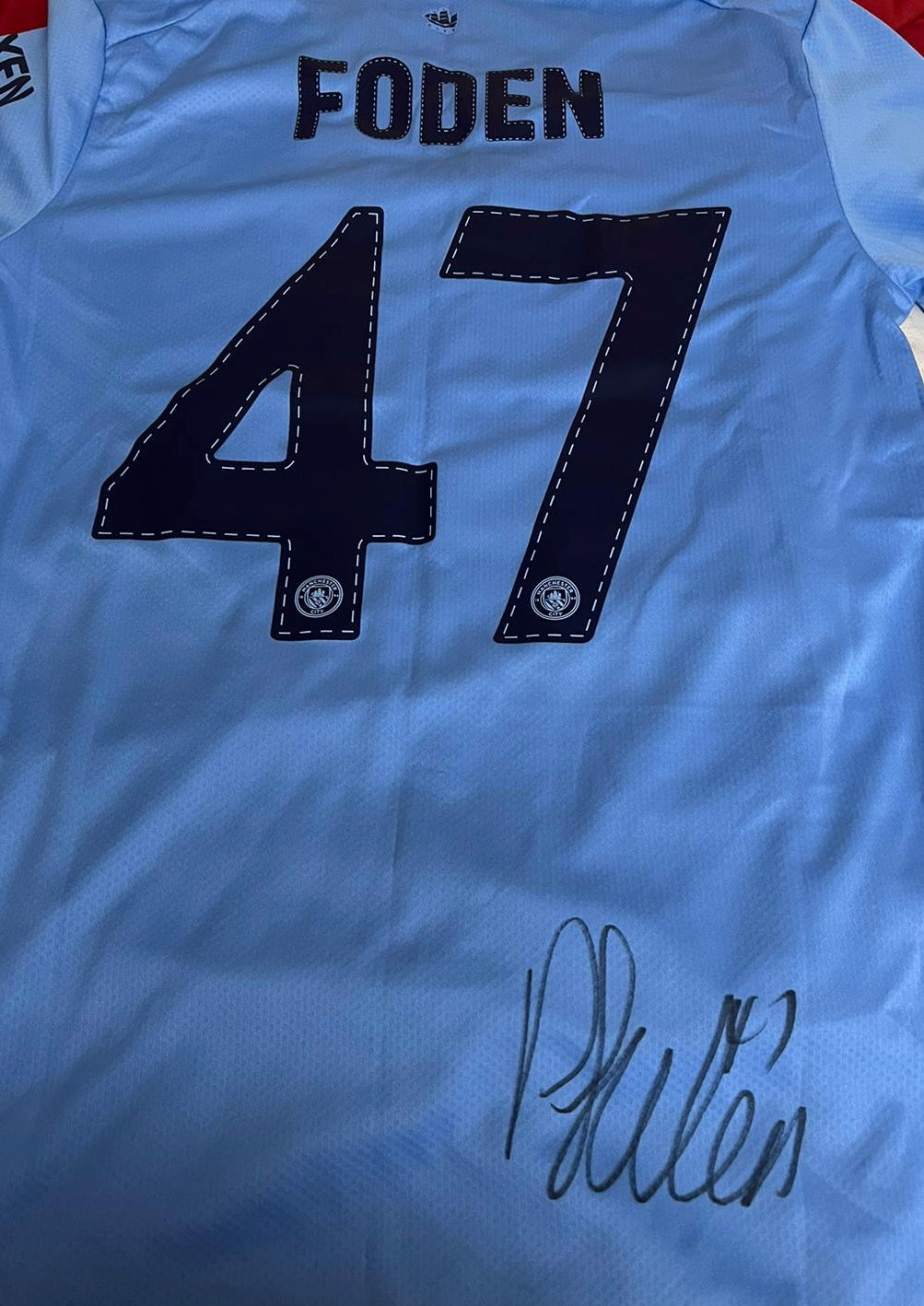 Signed Phil Foden Manchester City Treble Winning Home Shirt