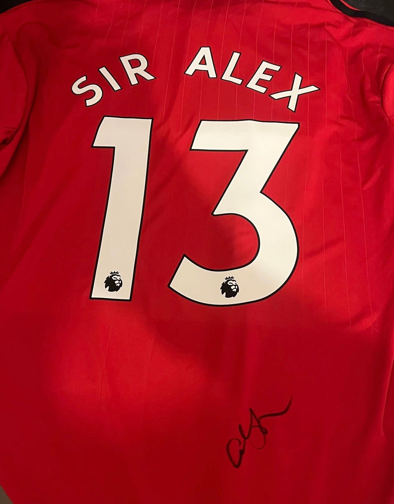 Signed Sir Alex Ferguson “Sir Alex 13” Manchester United Home Shirt