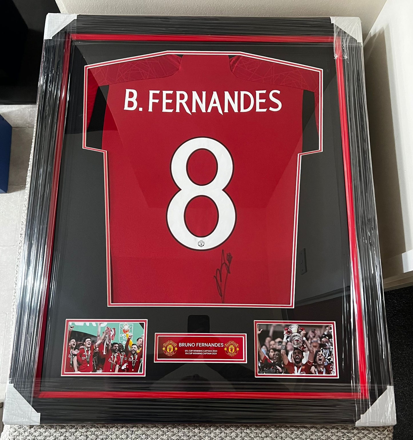 Signed Framed Bruno Fernandes Manchester United 23/24 Home Shirt